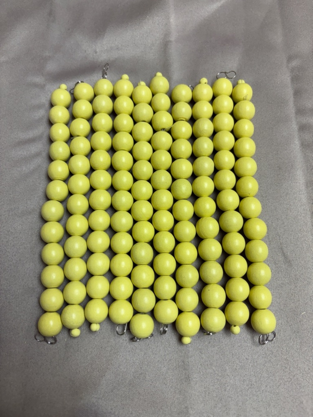 Yellow Colored Wooden Bead Strands - Bundle of 10